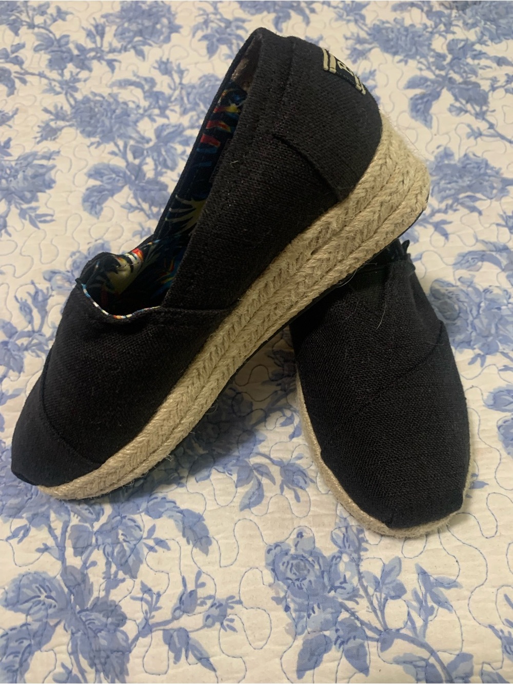 BOBS from Skechers Black Canvas Espadrille Slip-On